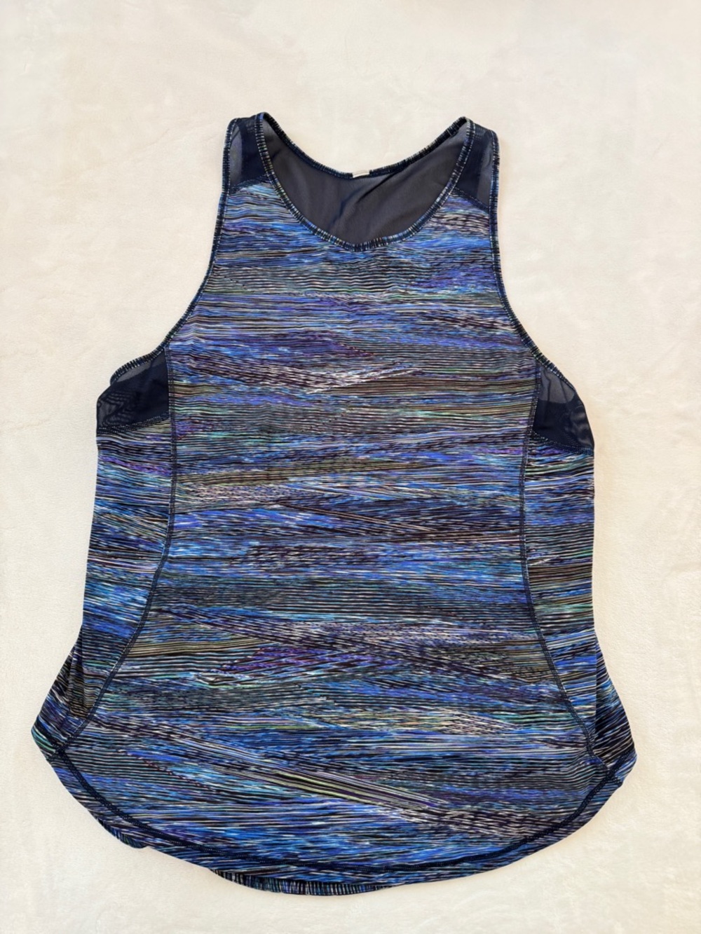 Lululemon Blue Multi-Color Striped Athletic Tank Top